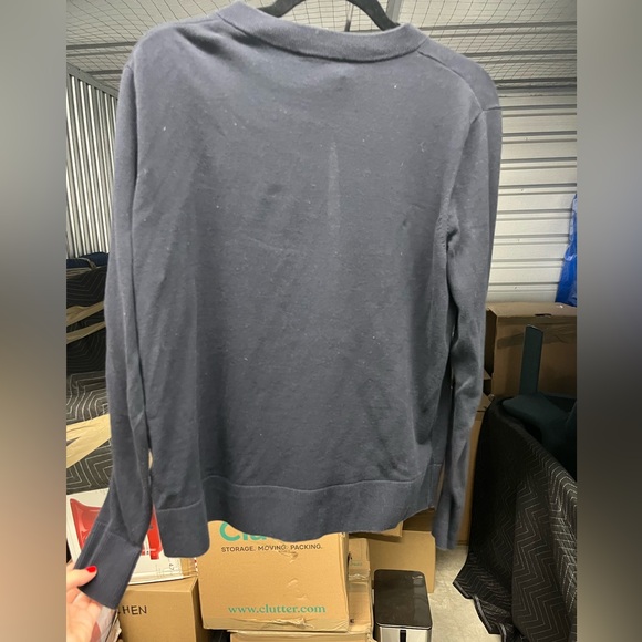 COS Navy Cardigan with pop of red pockets - Picture 2 of 3